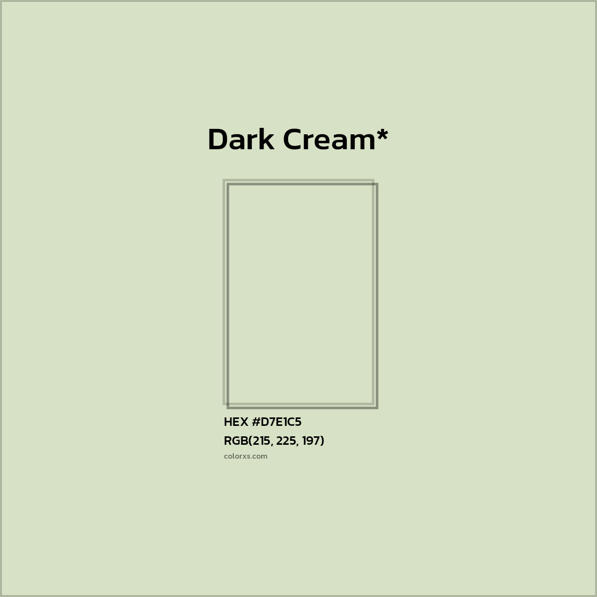 #D7E1C5 hex color. RGB, RYB, CMYK, HSL, HSV codes and color conversions. Matching color names, palettes, paints.