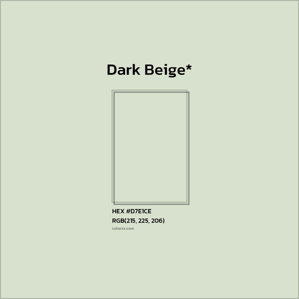 #D7E1CE hex color. RGB, RYB, CMYK, HSL, HSV codes and color conversions. Matching color names, palettes, paints.