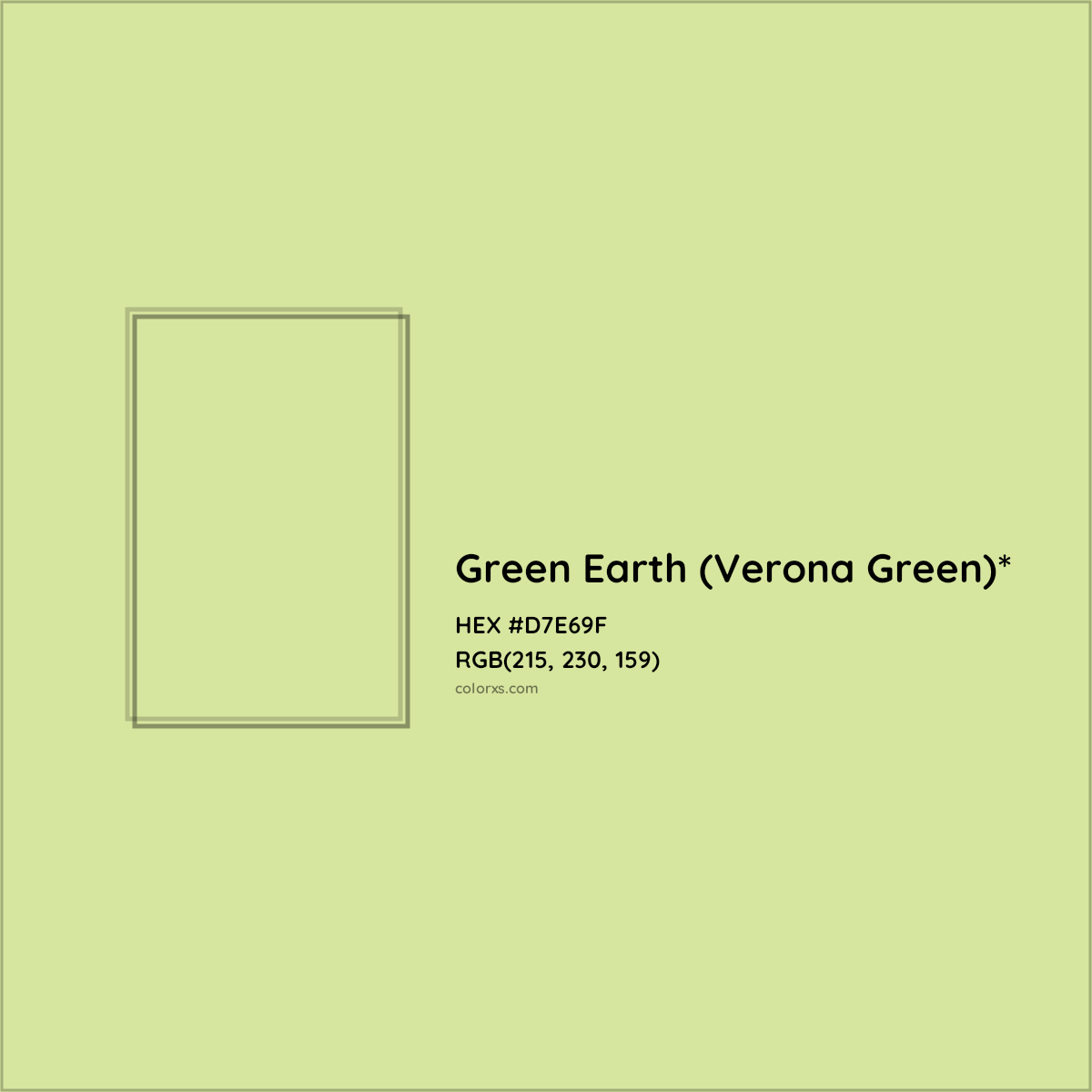 #D7E69F hex color. RGB, RYB, CMYK, HSL, HSV codes and color conversions. Matching color names, palettes, paints.