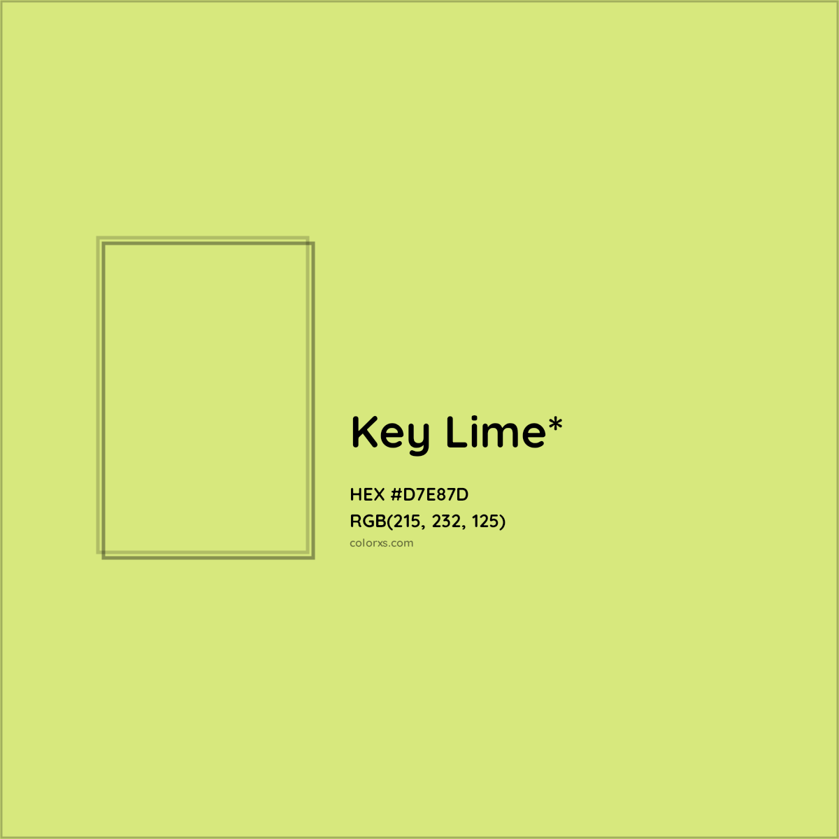 #D7E87D hex color. RGB, RYB, CMYK, HSL, HSV codes and color conversions. Matching color names, palettes, paints.
