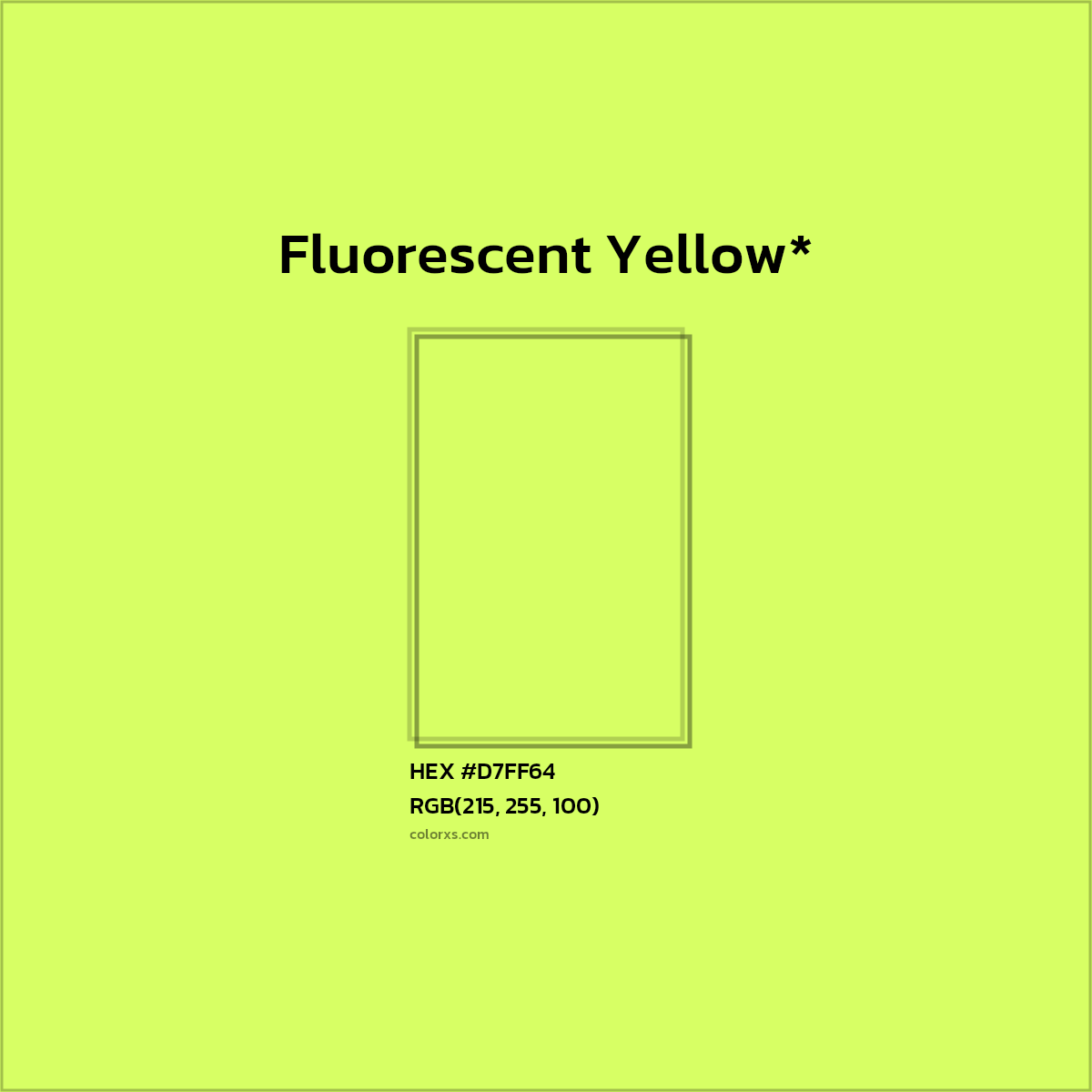 #D7FF64 hex color. RGB, RYB, CMYK, HSL, HSV codes and color conversions. Matching color names, palettes, paints.