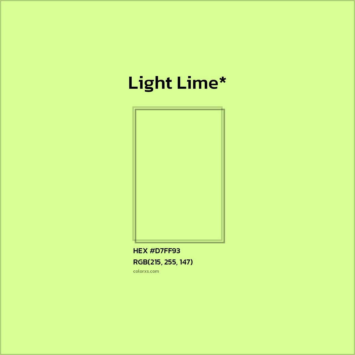 #D7FF93 hex color. RGB, RYB, CMYK, HSL, HSV codes and color conversions. Matching color names, palettes, paints.