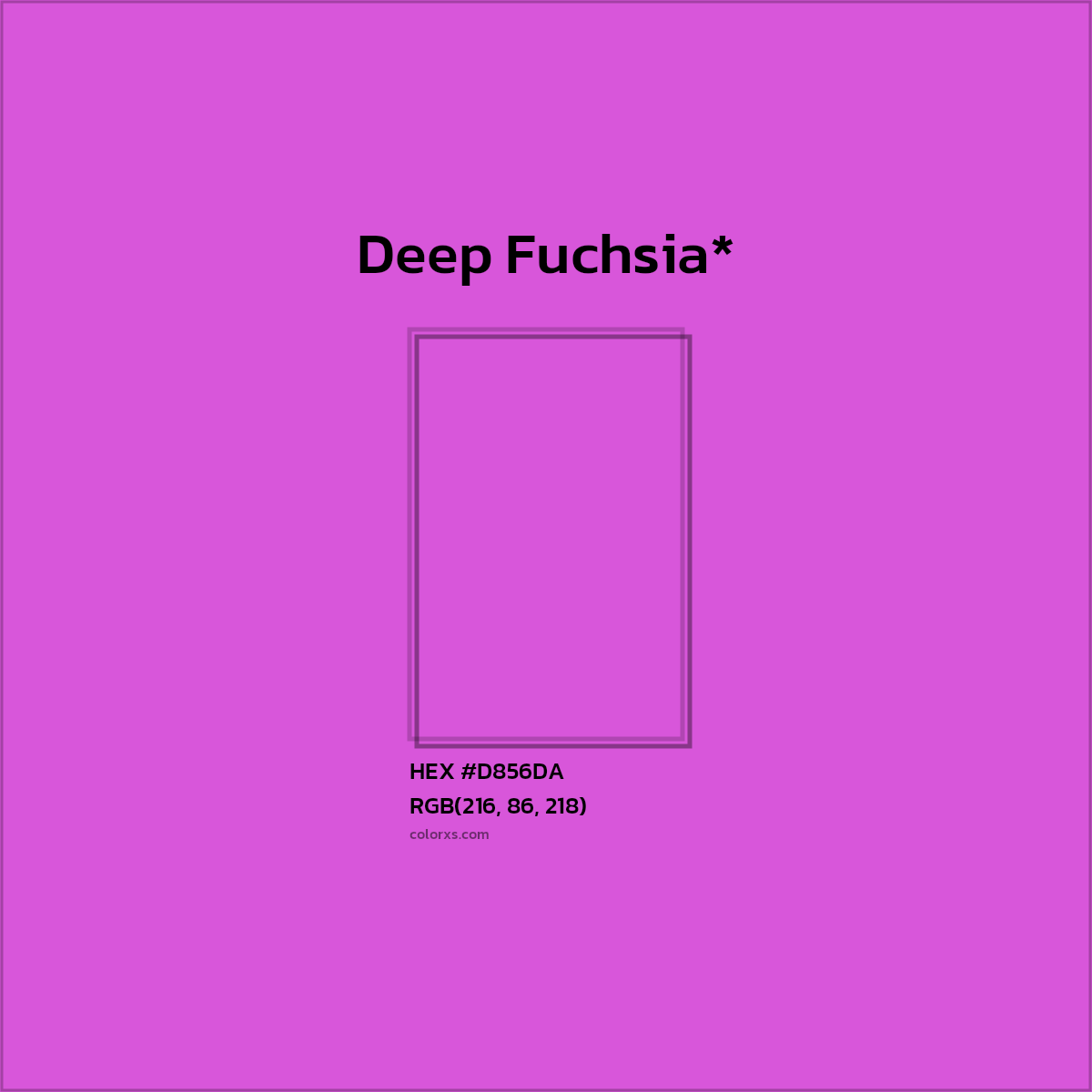 #D856DA hex color. RGB, RYB, CMYK, HSL, HSV codes and color conversions. Matching color names, palettes, paints.