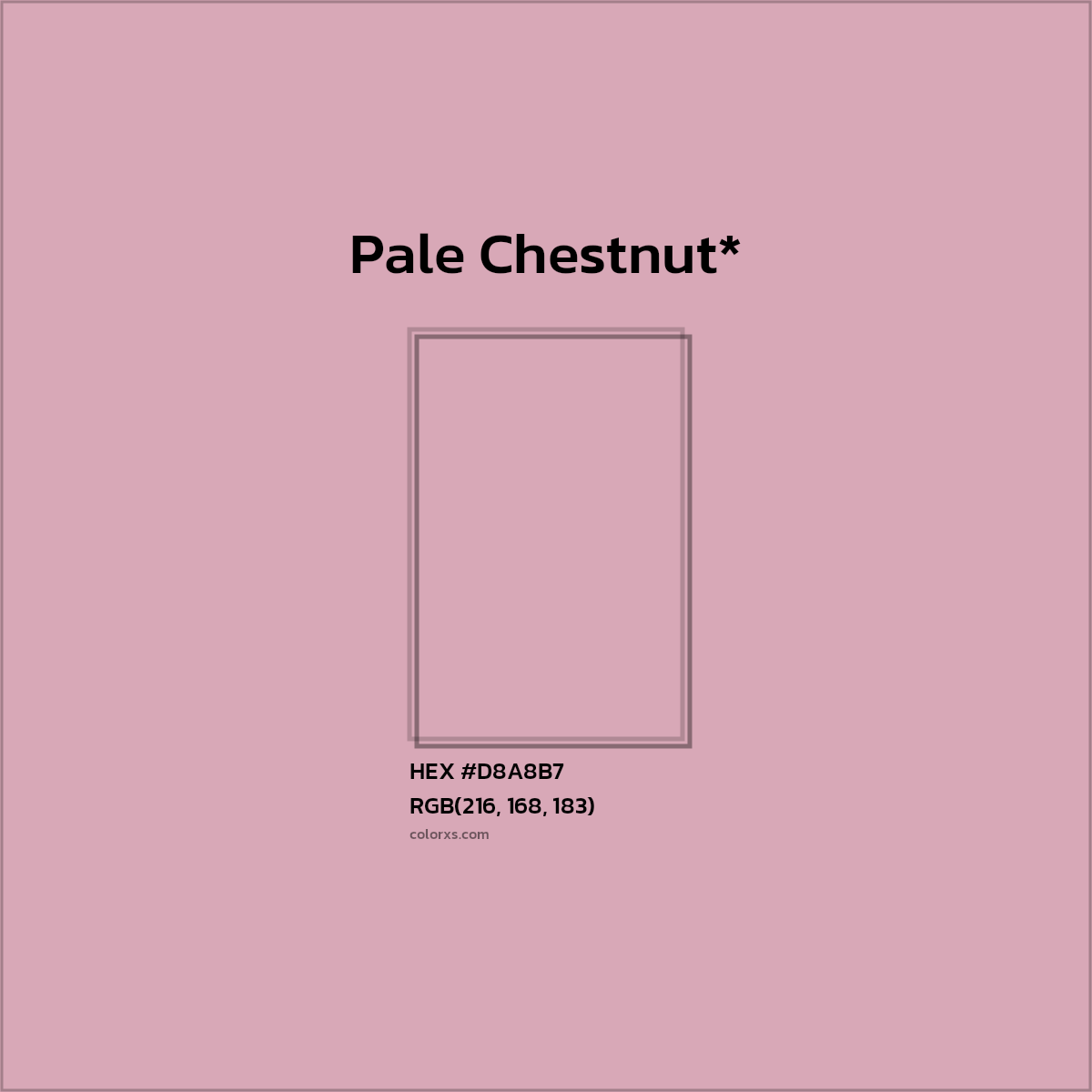 #D8A8B7 hex color. RGB, RYB, CMYK, HSL, HSV codes and color conversions. Matching color names, palettes, paints.