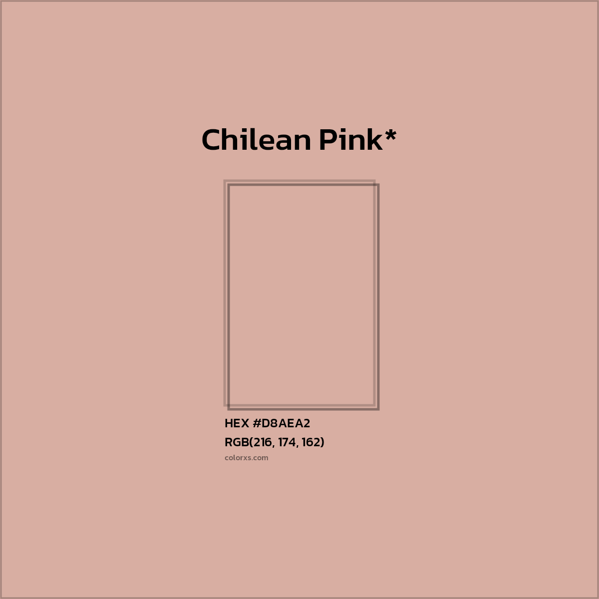 #D8AEA2 hex color. RGB, RYB, CMYK, HSL, HSV codes and color conversions. Matching color names, palettes, paints.