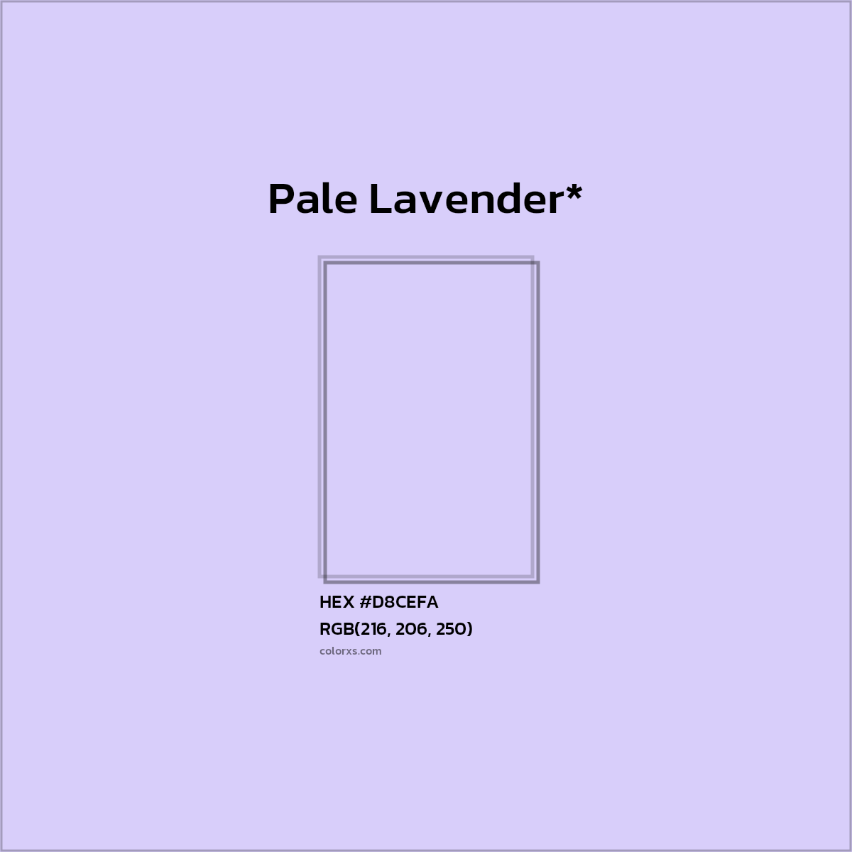 #D8CEFA hex color. RGB, RYB, CMYK, HSL, HSV codes and color conversions. Matching color names, palettes, paints.