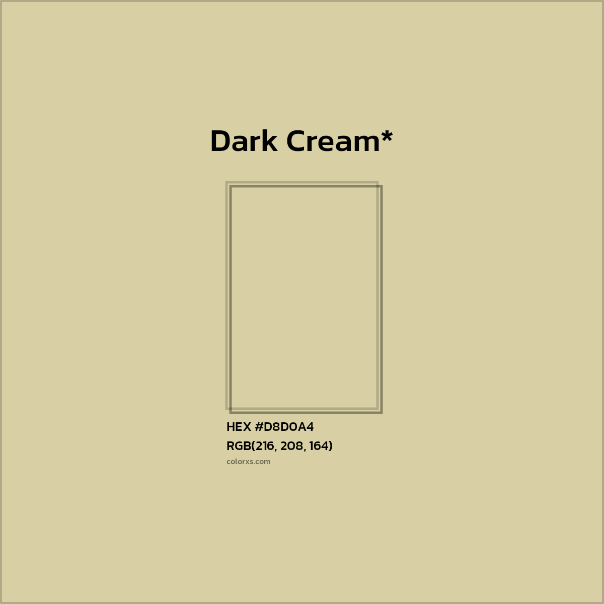 #D8D0A4 hex color. RGB, RYB, CMYK, HSL, HSV codes and color conversions. Matching color names, palettes, paints.