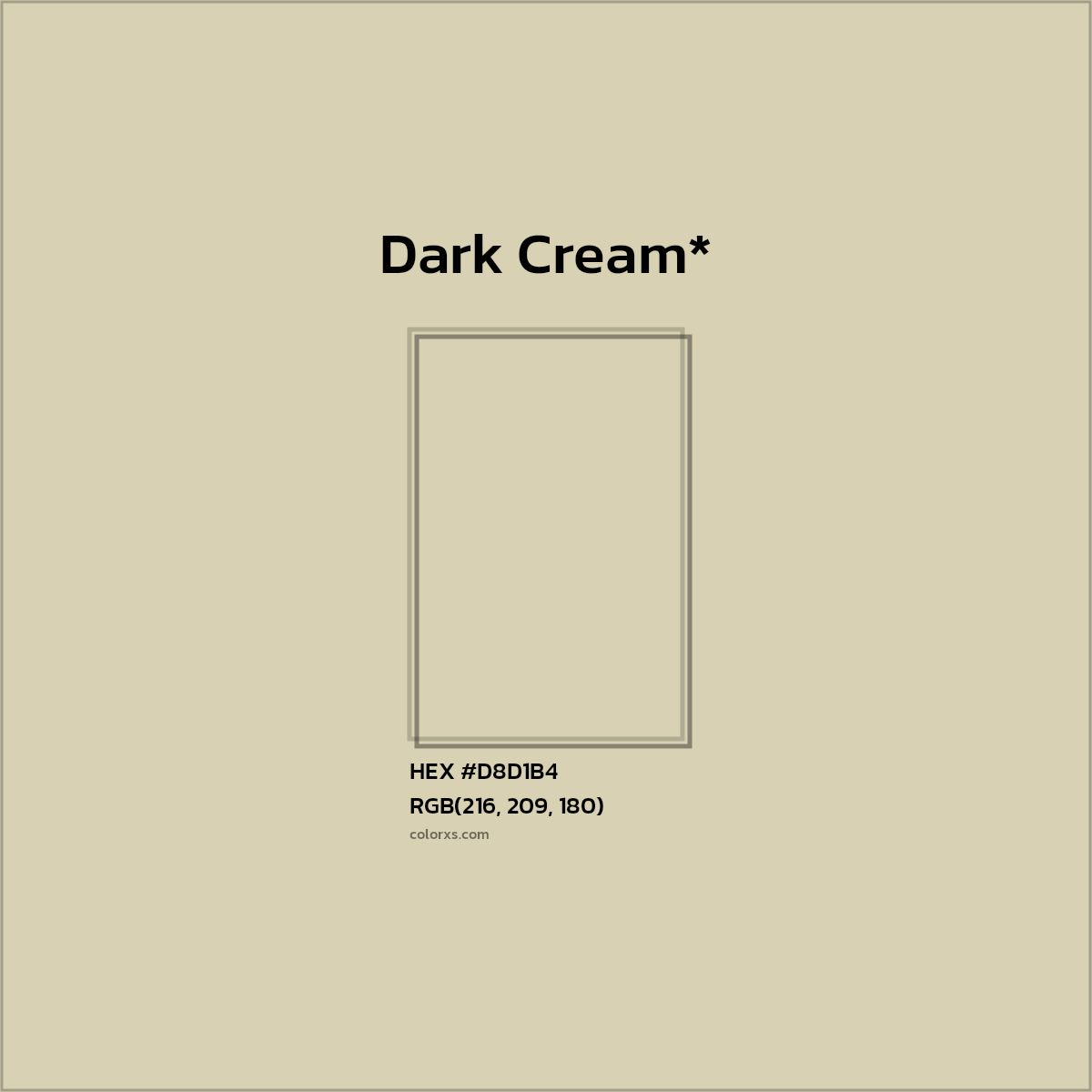 #D8D1B4 hex color. RGB, RYB, CMYK, HSL, HSV codes and color conversions. Matching color names, palettes, paints.