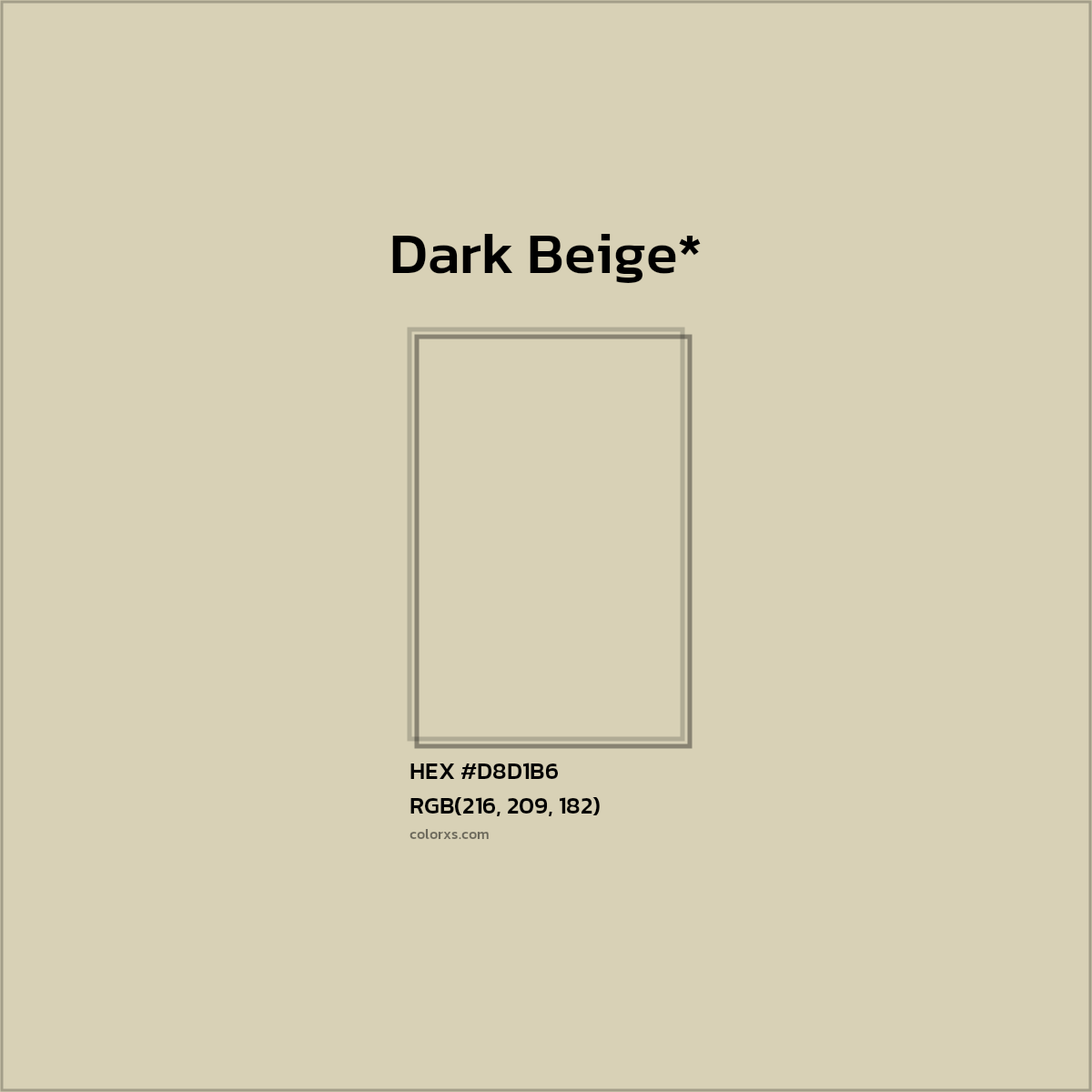 #D8D1B6 hex color. RGB, RYB, CMYK, HSL, HSV codes and color conversions. Matching color names, palettes, paints.