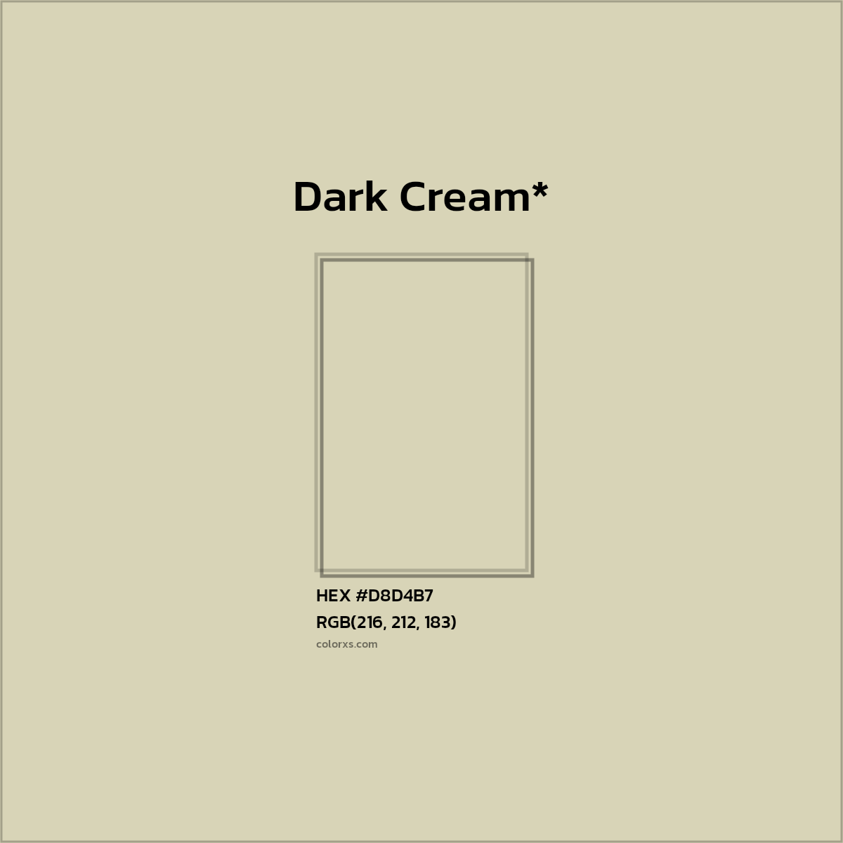 #D8D4B7 hex color. RGB, RYB, CMYK, HSL, HSV codes and color conversions. Matching color names, palettes, paints.