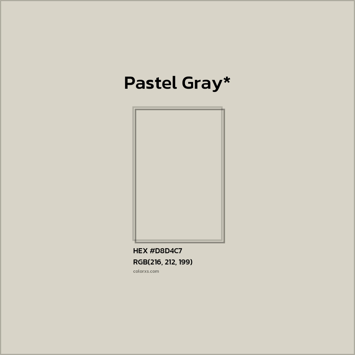 #D8D4C7 hex color. RGB, RYB, CMYK, HSL, HSV codes and color conversions. Matching color names, palettes, paints.