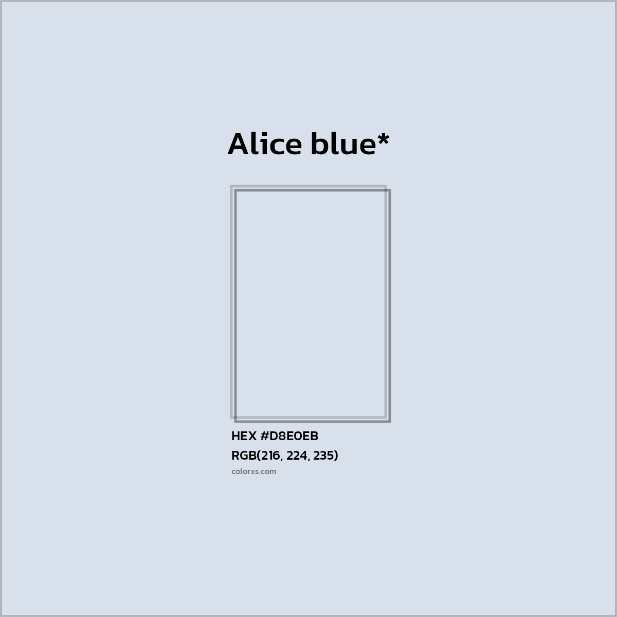 #D8E0EB hex color. RGB, RYB, CMYK, HSL, HSV codes and color conversions. Matching color names, palettes, paints.
