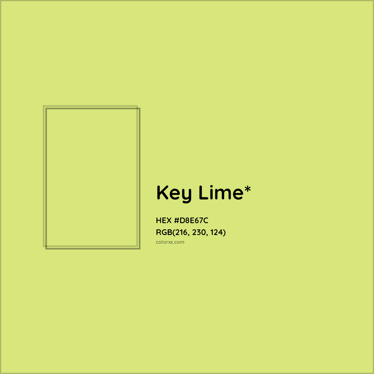 #D8E67C hex color. RGB, RYB, CMYK, HSL, HSV codes and color conversions. Matching color names, palettes, paints.