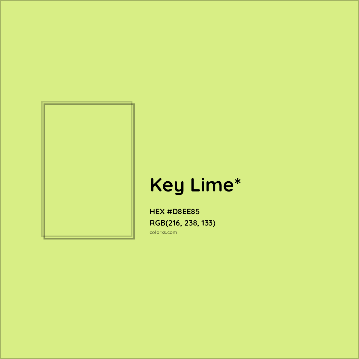 #D8EE85 hex color. RGB, RYB, CMYK, HSL, HSV codes and color conversions. Matching color names, palettes, paints.
