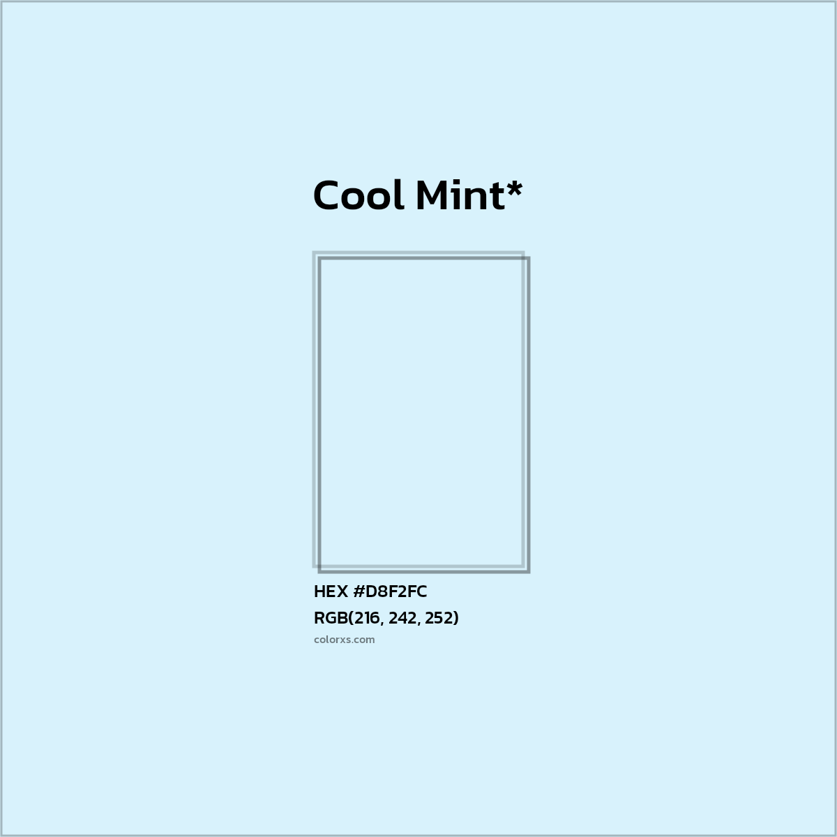 #D8F2FC hex color. RGB, RYB, CMYK, HSL, HSV codes and color conversions. Matching color names, palettes, paints.