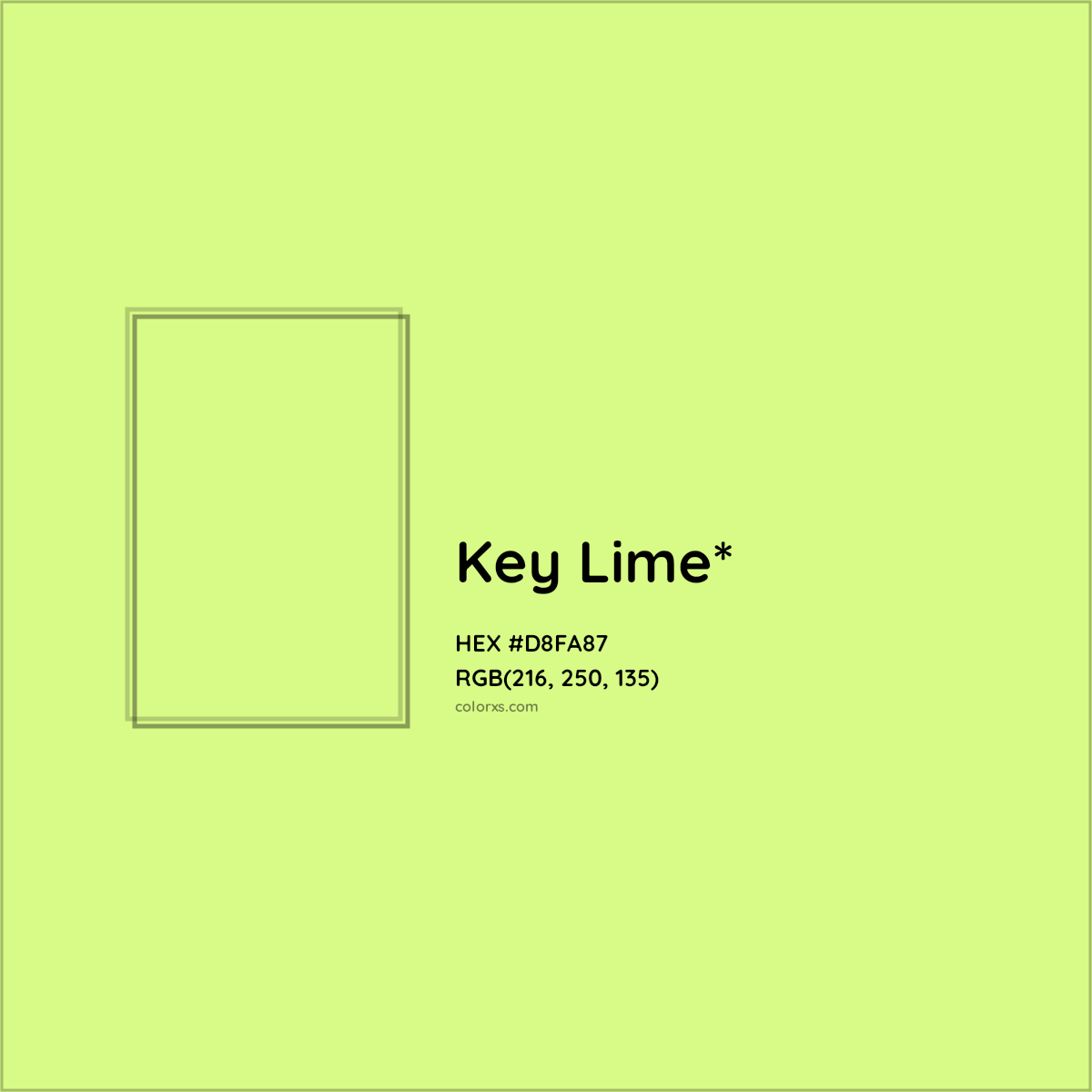 #D8FA87 hex color. RGB, RYB, CMYK, HSL, HSV codes and color conversions. Matching color names, palettes, paints.
