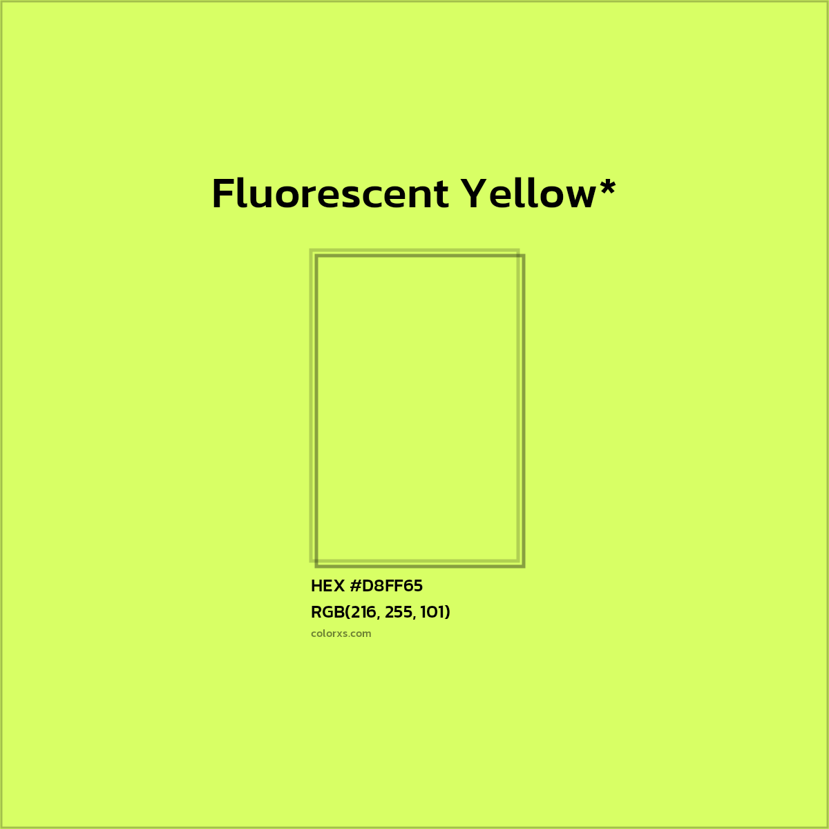 #D8FF65 hex color. RGB, RYB, CMYK, HSL, HSV codes and color conversions. Matching color names, palettes, paints.