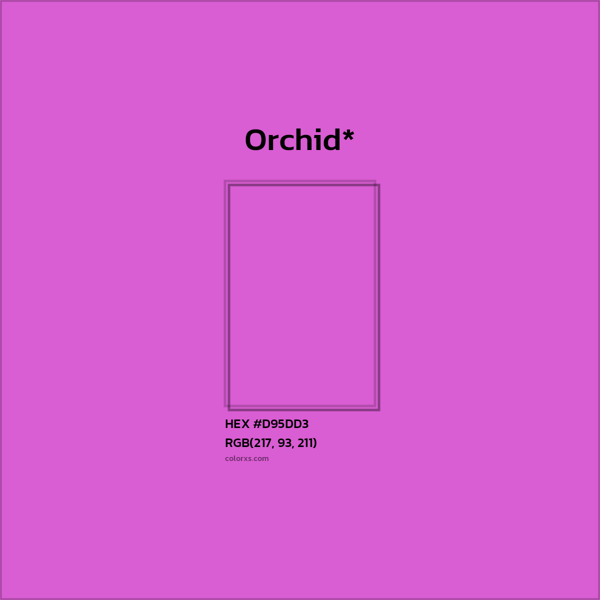 #D95DD3 hex color. RGB, RYB, CMYK, HSL, HSV codes and color conversions. Matching color names, palettes, paints.