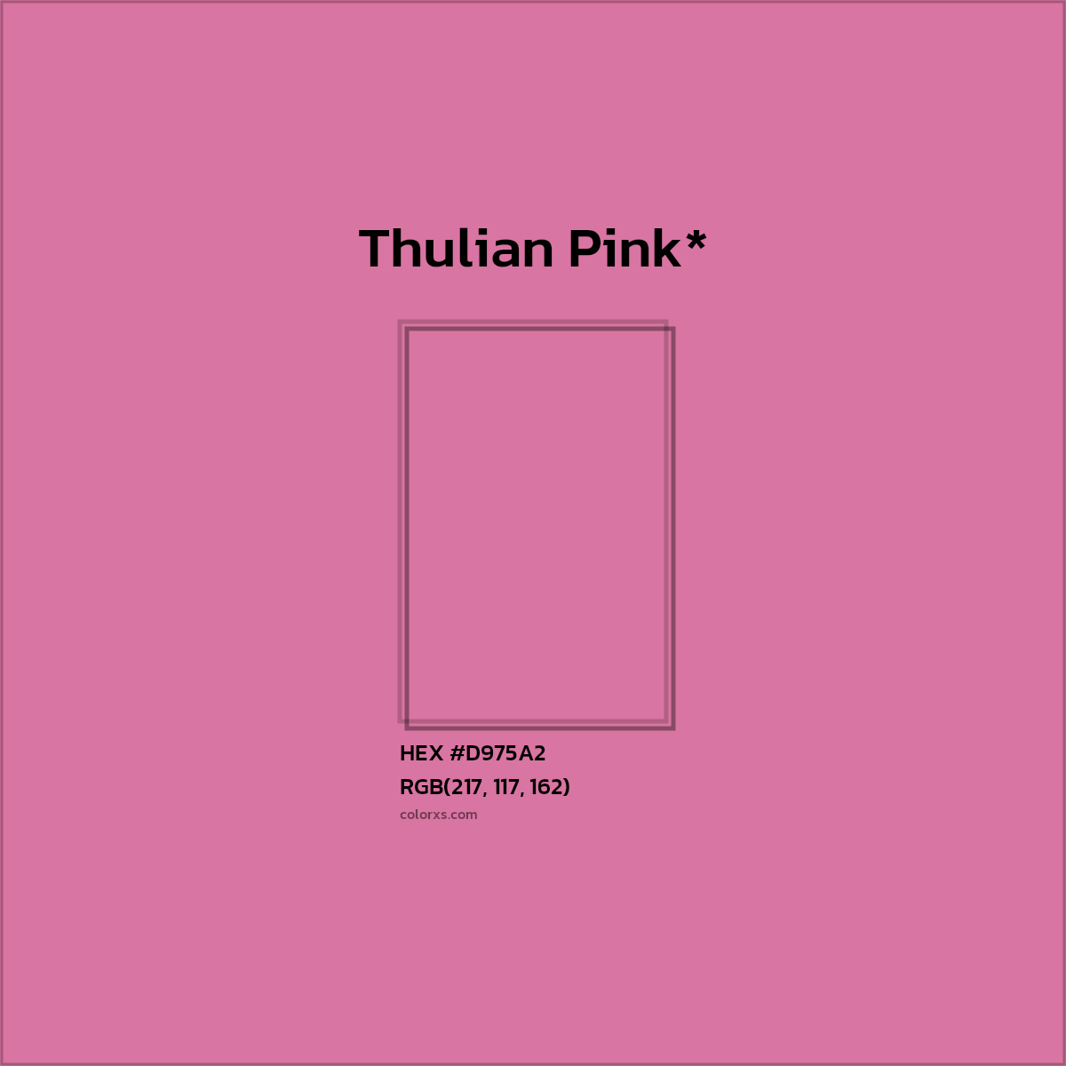 #D975A2 hex color. RGB, RYB, CMYK, HSL, HSV codes and color conversions. Matching color names, palettes, paints.