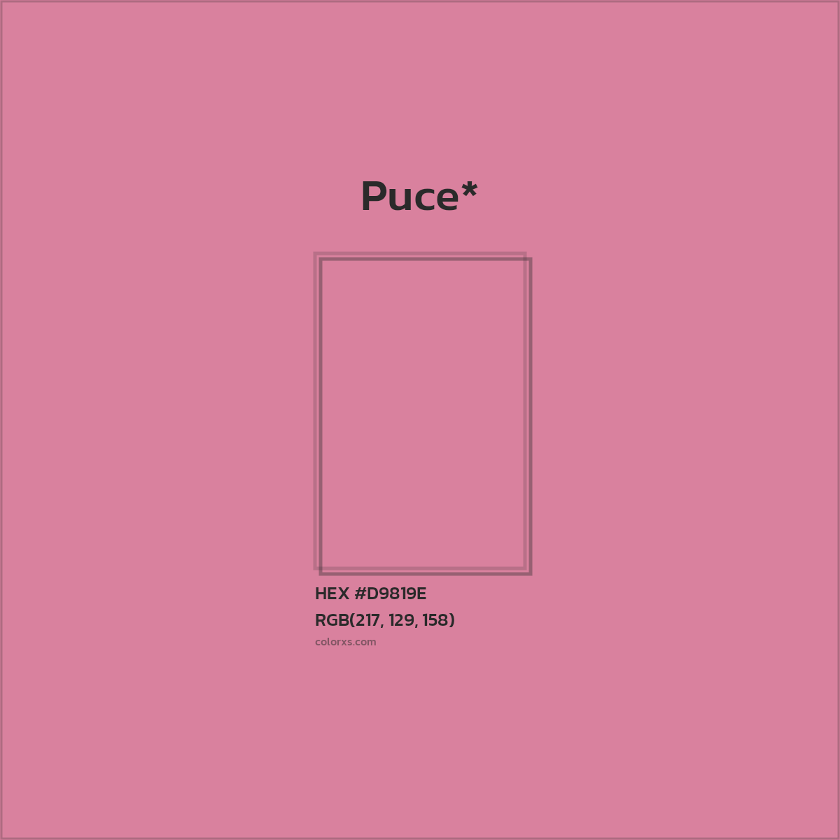 #D9819E hex color. RGB, RYB, CMYK, HSL, HSV codes and color conversions. Matching color names, palettes, paints.