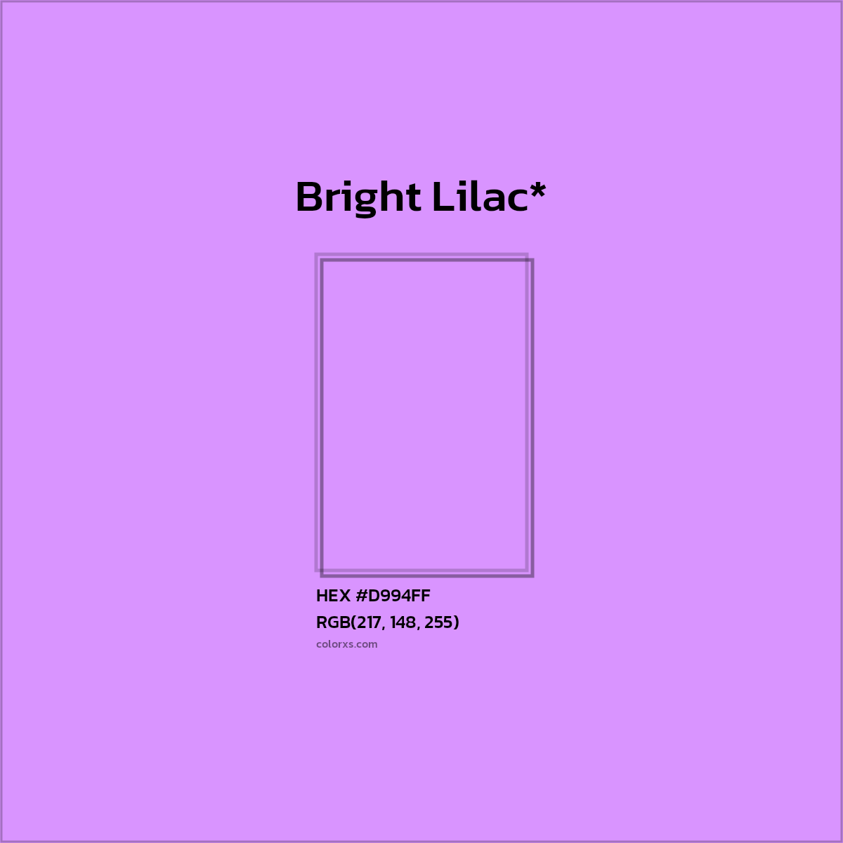 #D994FF hex color. RGB, RYB, CMYK, HSL, HSV codes and color conversions. Matching color names, palettes, paints.