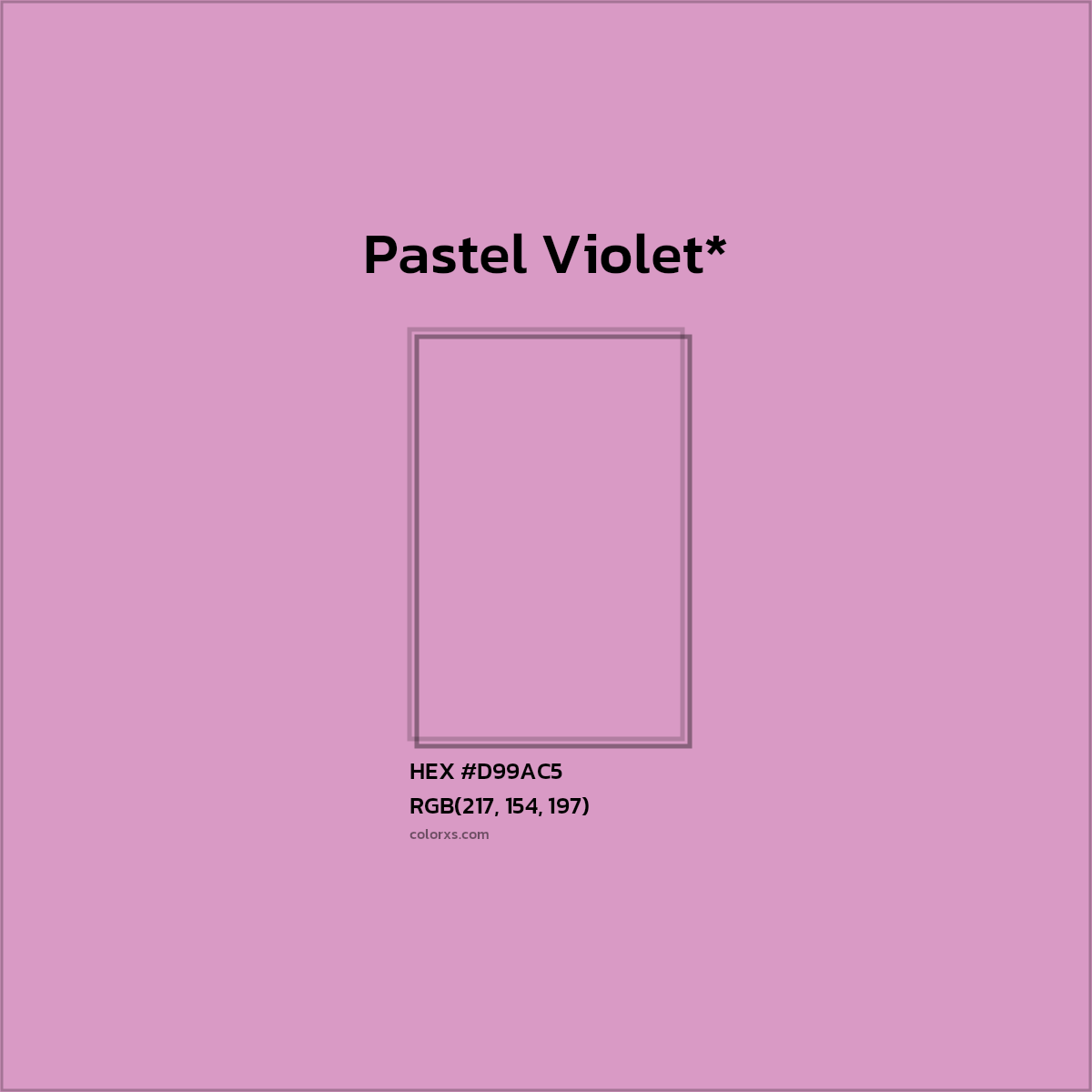 #D99AC5 hex color. RGB, RYB, CMYK, HSL, HSV codes and color conversions. Matching color names, palettes, paints.