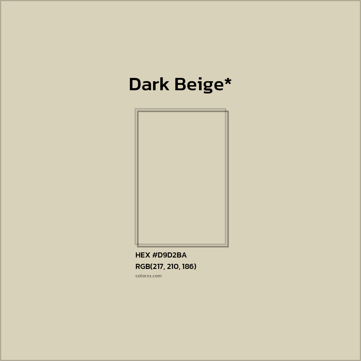 #D9D2BA hex color. RGB, RYB, CMYK, HSL, HSV codes and color conversions. Matching color names, palettes, paints.