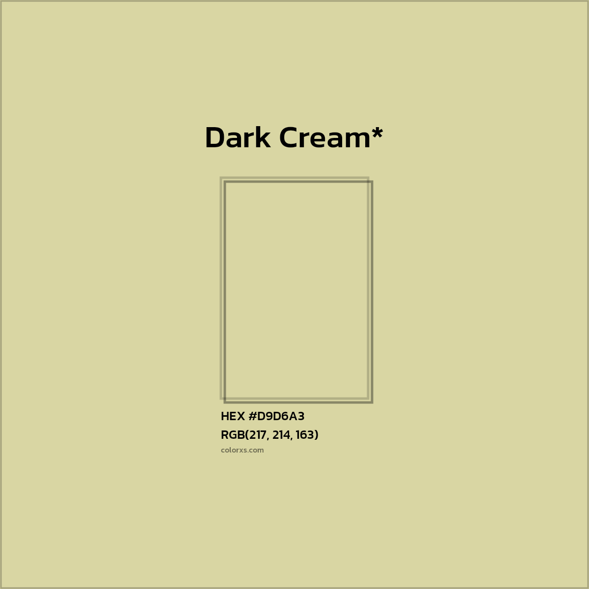 #D9D6A3 hex color. RGB, RYB, CMYK, HSL, HSV codes and color conversions. Matching color names, palettes, paints.