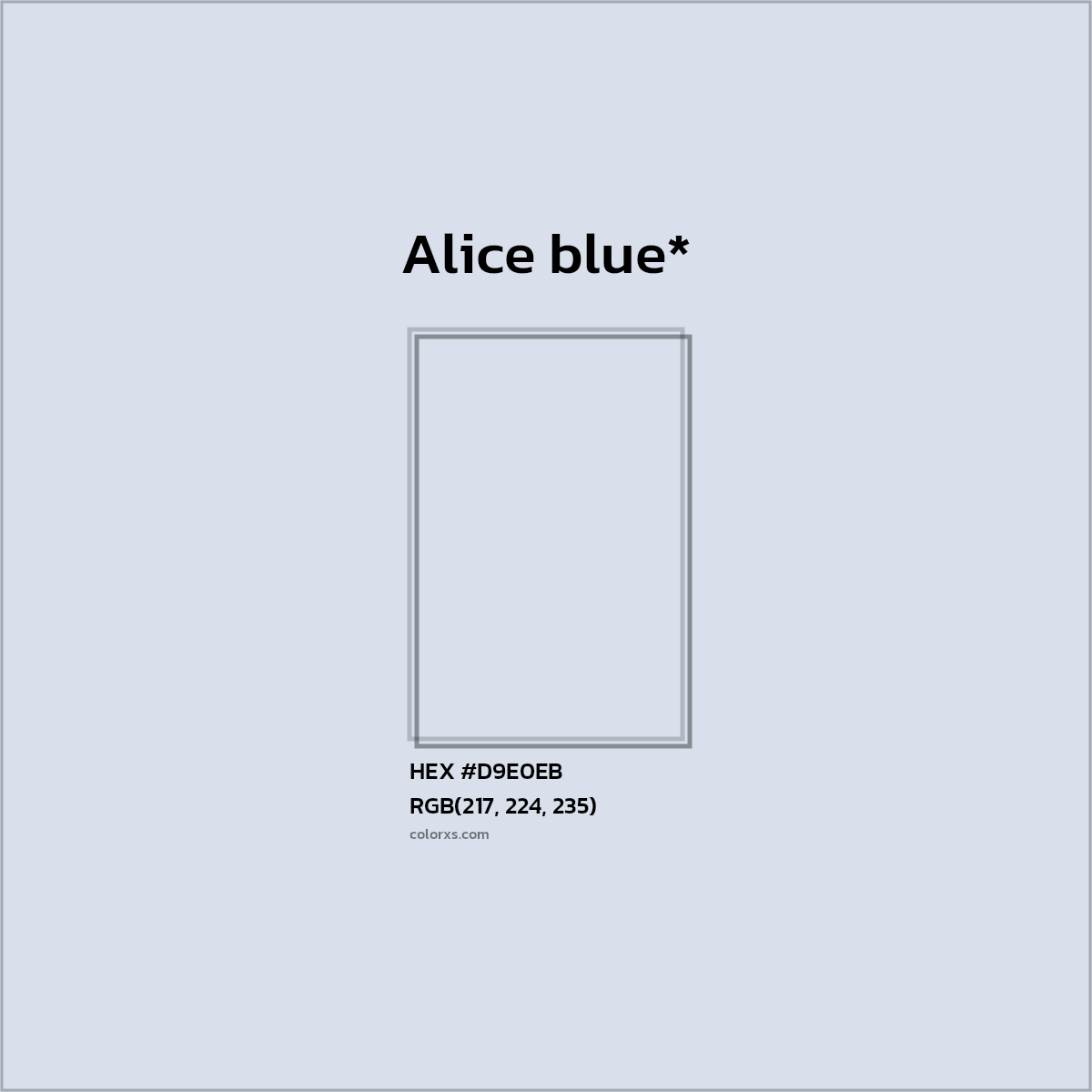 #D9E0EB hex color. RGB, RYB, CMYK, HSL, HSV codes and color conversions. Matching color names, palettes, paints.
