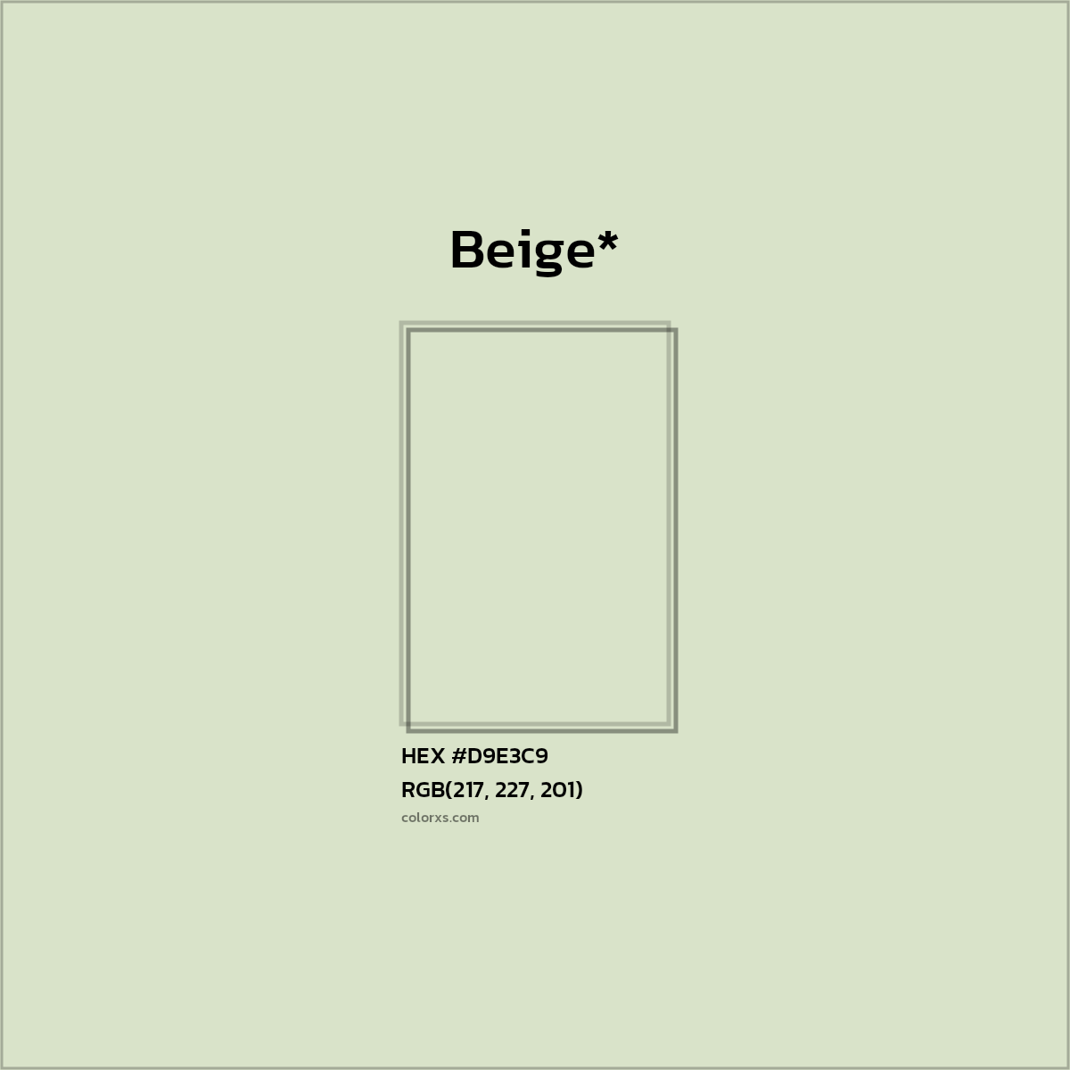 #D9E3C9 hex color. RGB, RYB, CMYK, HSL, HSV codes and color conversions. Matching color names, palettes, paints.