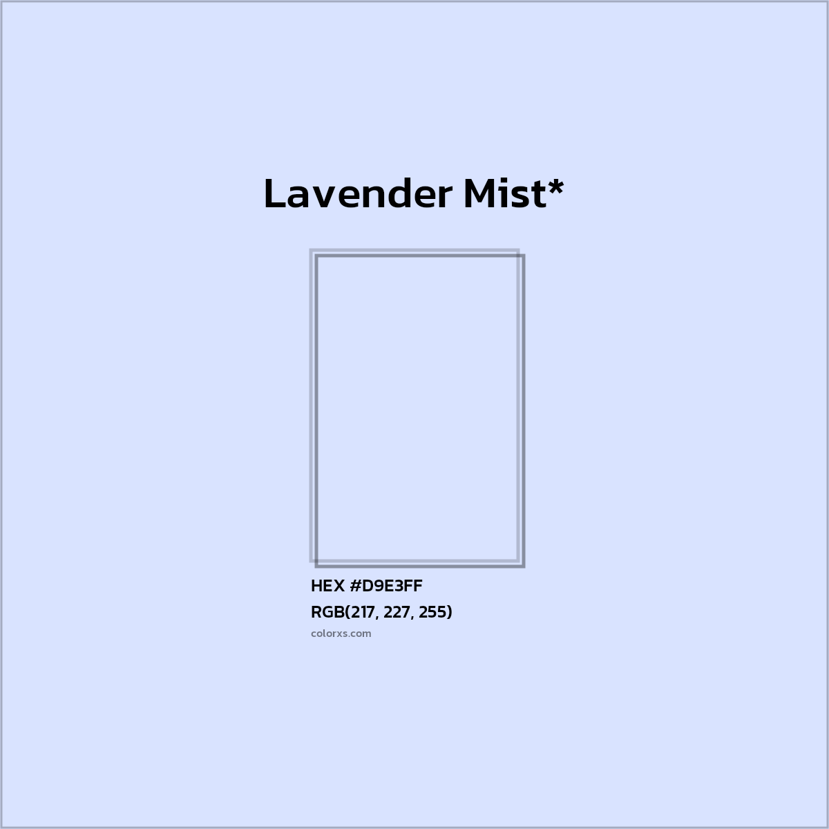 #D9E3FF hex color. RGB, RYB, CMYK, HSL, HSV codes and color conversions. Matching color names, palettes, paints.