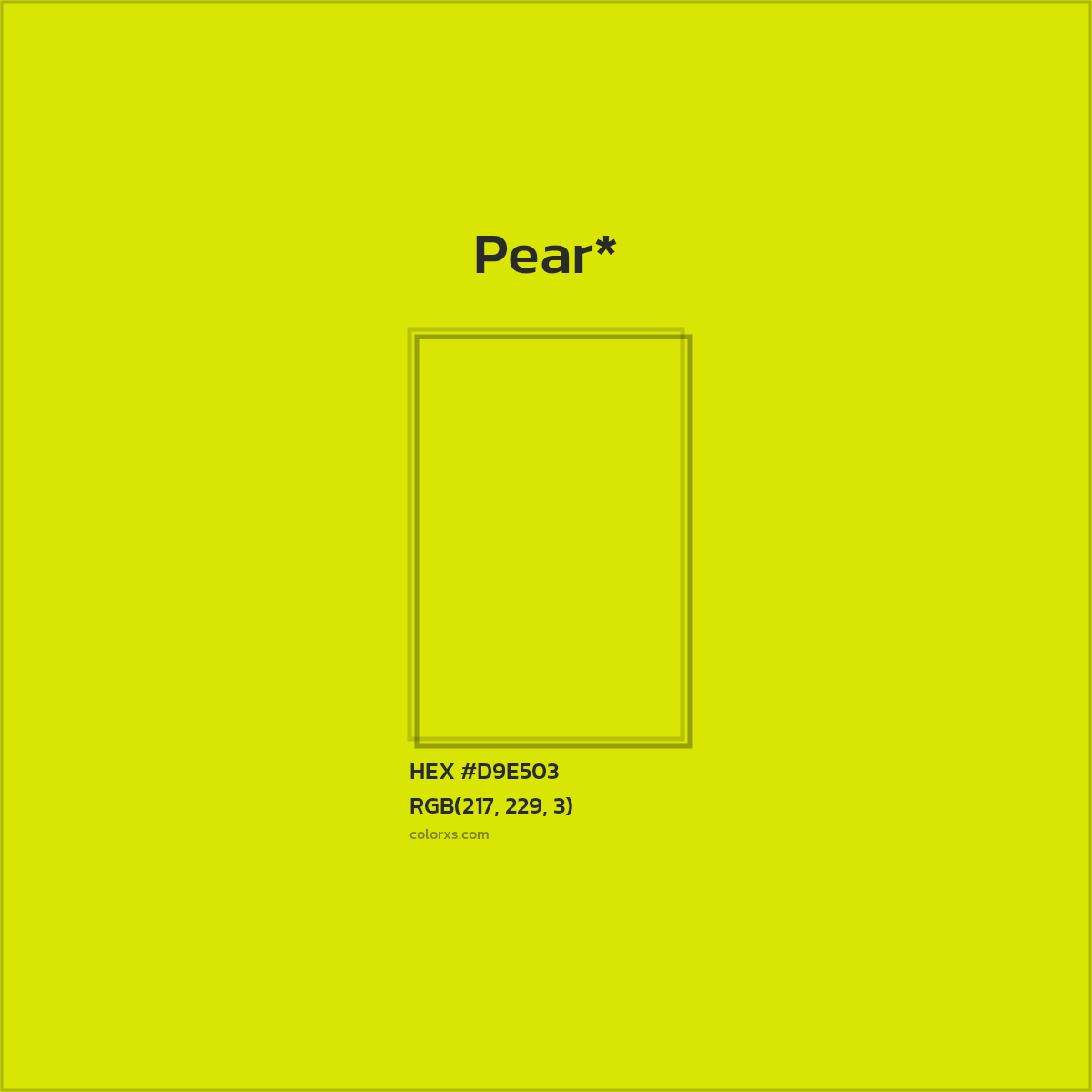 #D9E503 hex color. RGB, RYB, CMYK, HSL, HSV codes and color conversions. Matching color names, palettes, paints.