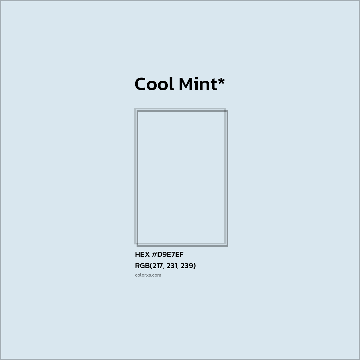 #D9E7EF hex color. RGB, RYB, CMYK, HSL, HSV codes and color conversions. Matching color names, palettes, paints.