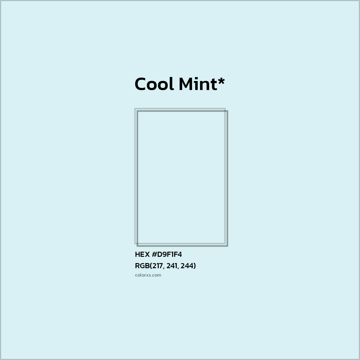 #D9F1F4 hex color. RGB, RYB, CMYK, HSL, HSV codes and color conversions. Matching color names, palettes, paints.