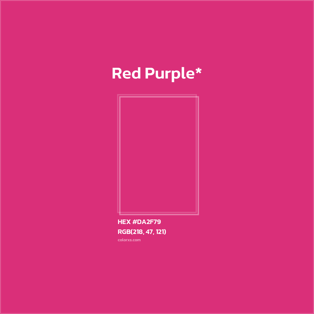 #DA2F79 hex color. RGB, RYB, CMYK, HSL, HSV codes and color conversions. Matching color names, palettes, paints.