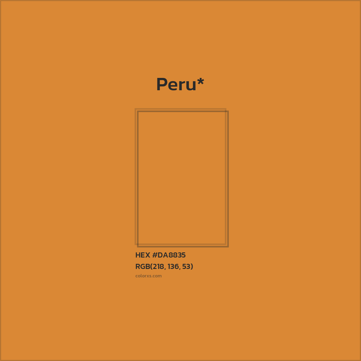 #DA8835 hex color. RGB, RYB, CMYK, HSL, HSV codes and color conversions. Matching color names, palettes, paints.