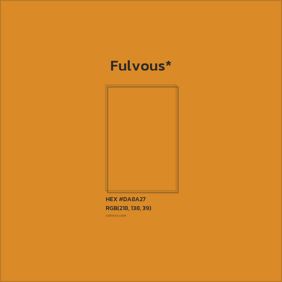 #DA8A27 hex color. RGB, RYB, CMYK, HSL, HSV codes and color conversions. Matching color names, palettes, paints.