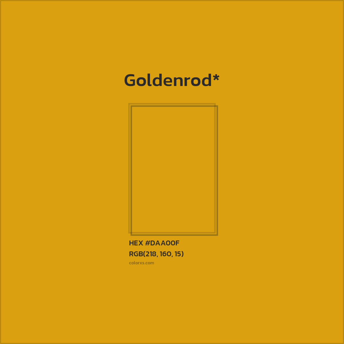 #DAA00F hex color. RGB, RYB, CMYK, HSL, HSV codes and color conversions. Matching color names, palettes, paints.