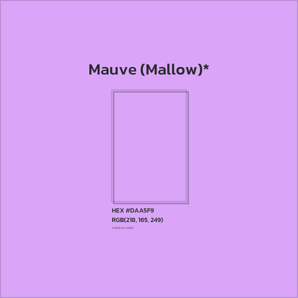 #DAA5F9 hex color. RGB, RYB, CMYK, HSL, HSV codes and color conversions. Matching color names, palettes, paints.