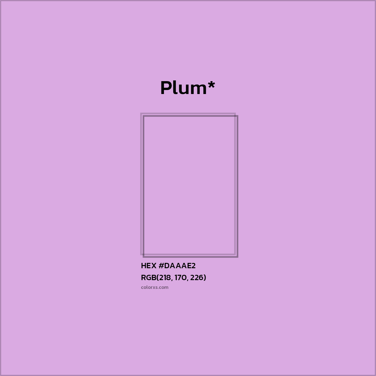 #DAAAE2 hex color. RGB, RYB, CMYK, HSL, HSV codes and color conversions. Matching color names, palettes, paints.