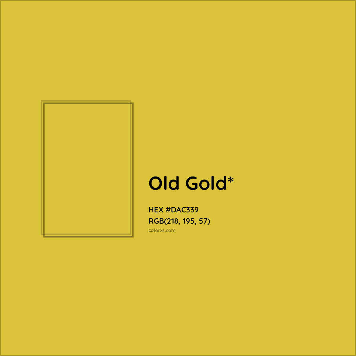#DAC339 hex color. RGB, RYB, CMYK, HSL, HSV codes and color conversions. Matching color names, palettes, paints.