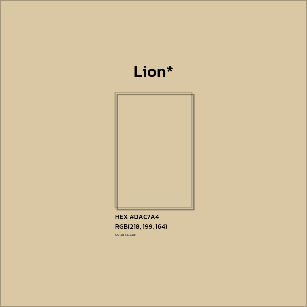 #DAC7A4 hex color. RGB, RYB, CMYK, HSL, HSV codes and color conversions. Matching color names, palettes, paints.