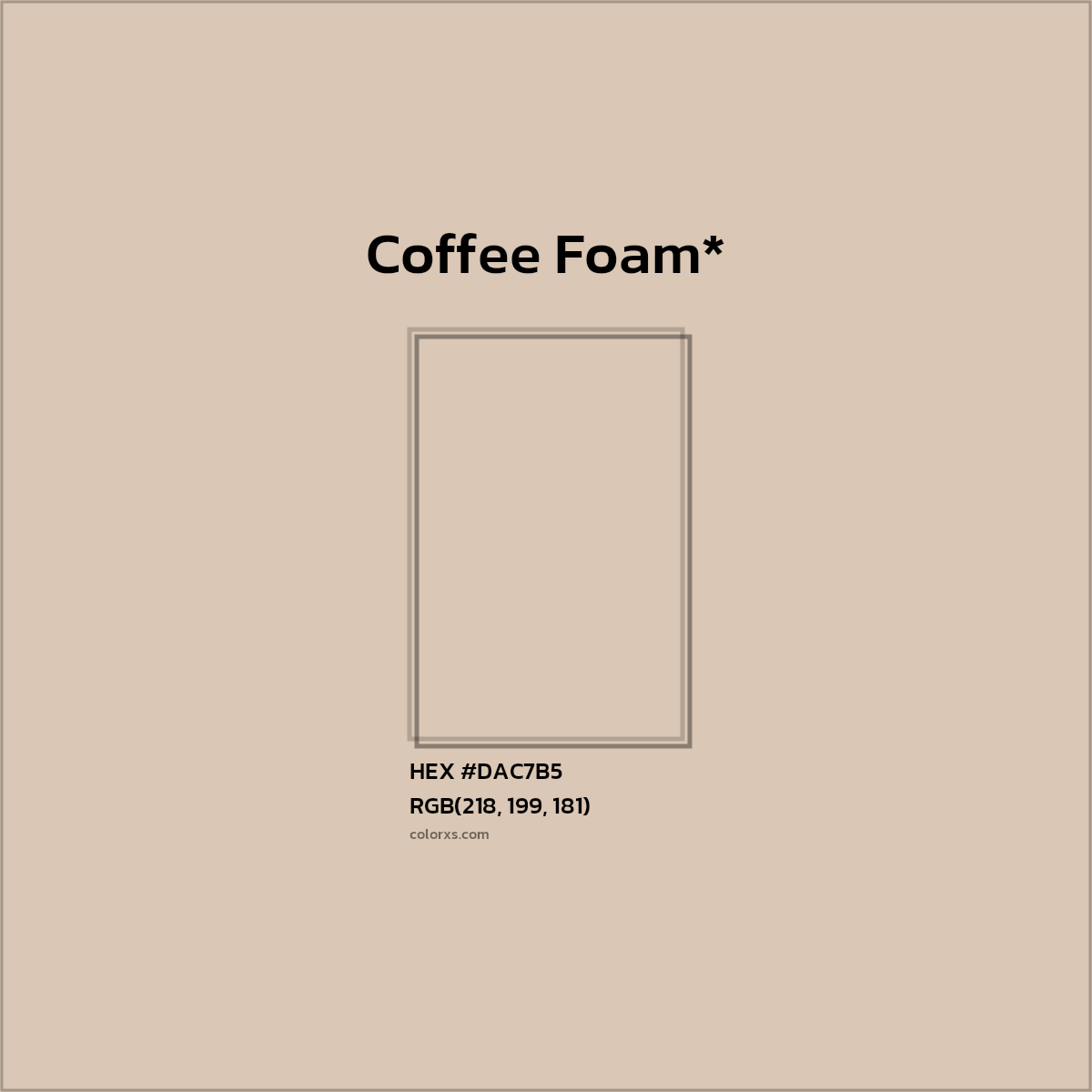 #DAC7B5 hex color. RGB, RYB, CMYK, HSL, HSV codes and color conversions. Matching color names, palettes, paints.