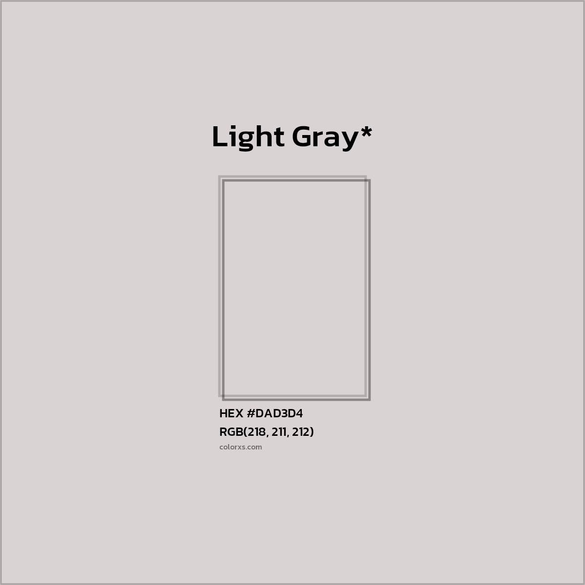 #DAD3D4 hex color. RGB, RYB, CMYK, HSL, HSV codes and color conversions. Matching color names, palettes, paints.