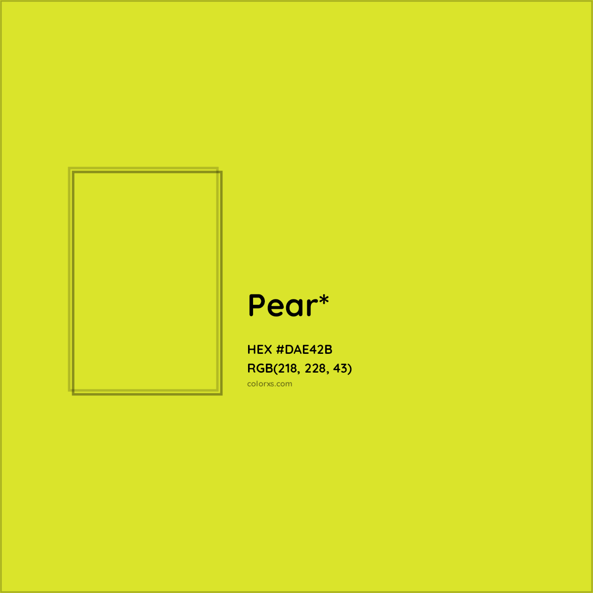 #DAE42B hex color. RGB, RYB, CMYK, HSL, HSV codes and color conversions. Matching color names, palettes, paints.