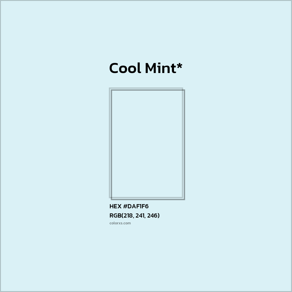 #DAF1F6 hex color. RGB, RYB, CMYK, HSL, HSV codes and color conversions. Matching color names, palettes, paints.