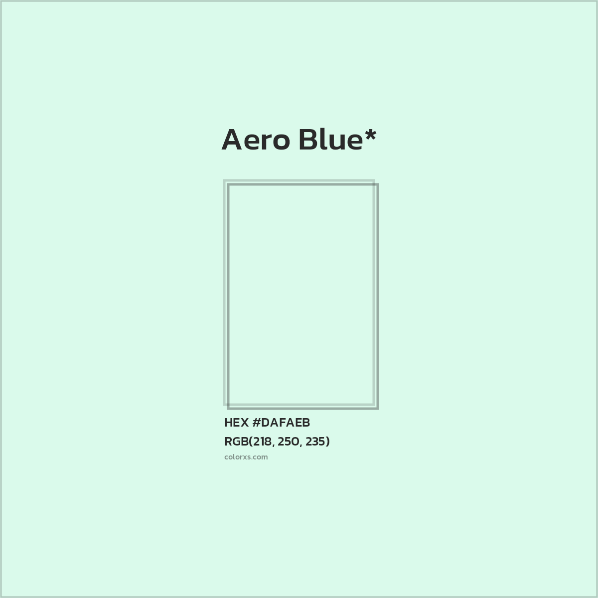#DAFAEB hex color. RGB, RYB, CMYK, HSL, HSV codes and color conversions. Matching color names, palettes, paints.