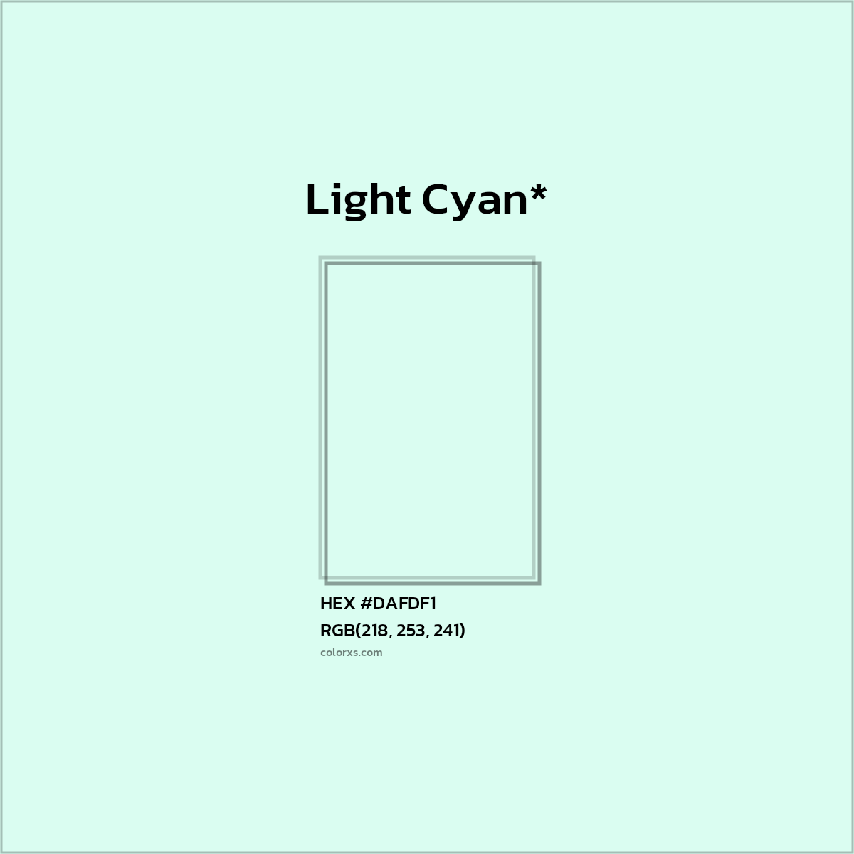 #DAFDF1 hex color. RGB, RYB, CMYK, HSL, HSV codes and color conversions. Matching color names, palettes, paints.
