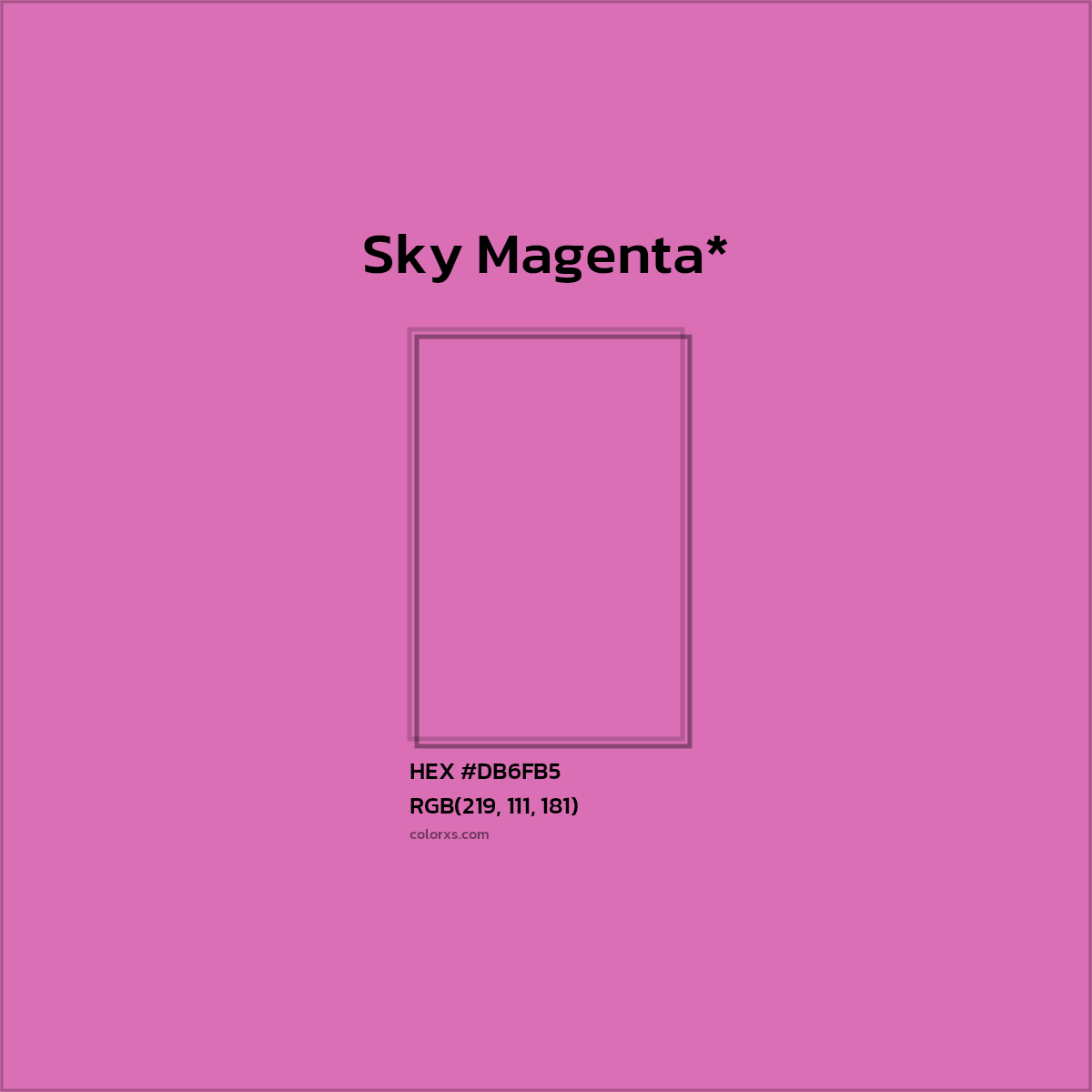 #DB6FB5 hex color. RGB, RYB, CMYK, HSL, HSV codes and color conversions. Matching color names, palettes, paints.