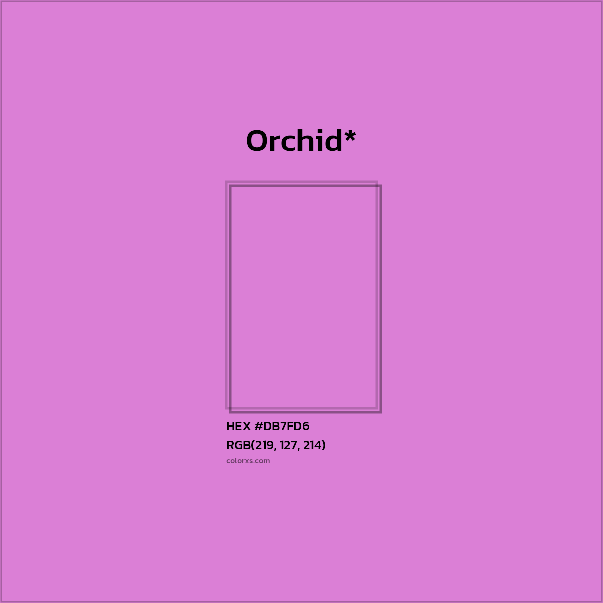 #DB7FD6 hex color. RGB, RYB, CMYK, HSL, HSV codes and color conversions. Matching color names, palettes, paints.